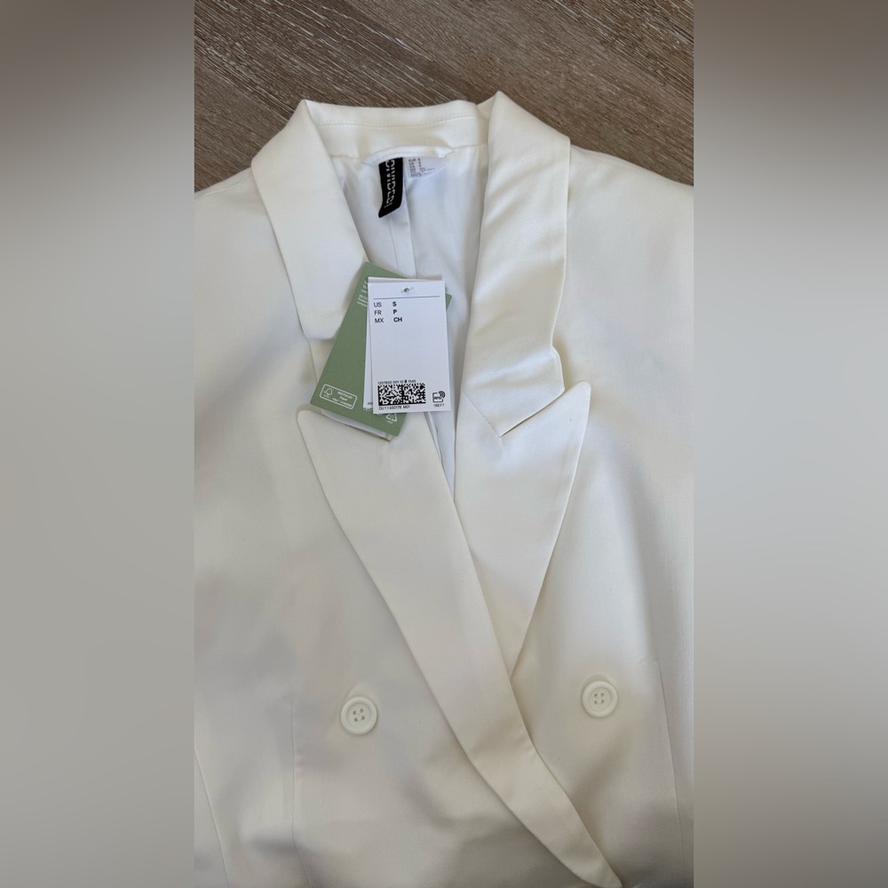 H&M NWT Elegant White Double-Breasted Women's Blazer size S - Picture 5 of 7